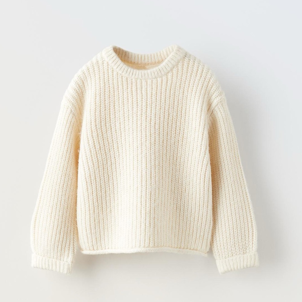 Zara Cream Ribbed Knit Sweater